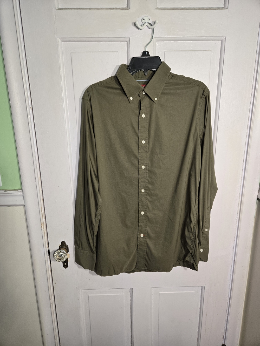 Classic Men's Olive Button-Down Shirt